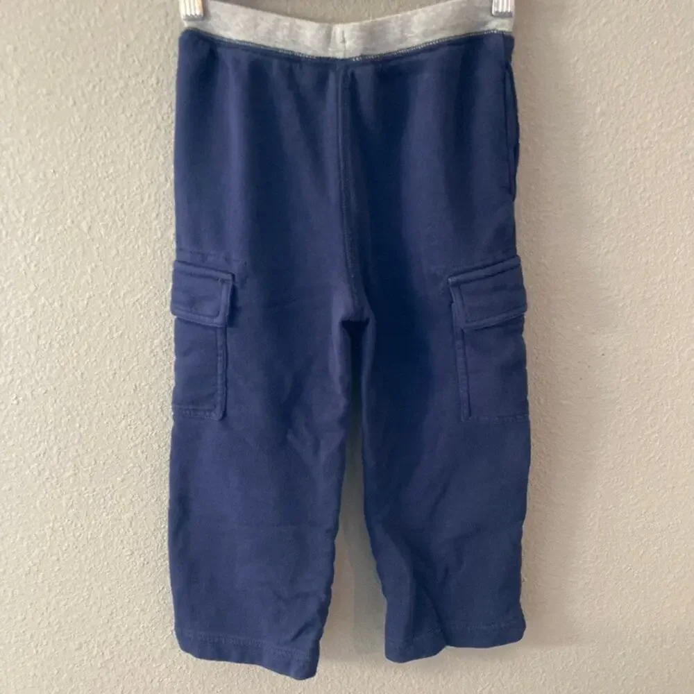 Hanna Andersson Bright Basics Double Knee Cargo Sweatpants - Navy Blue - 4